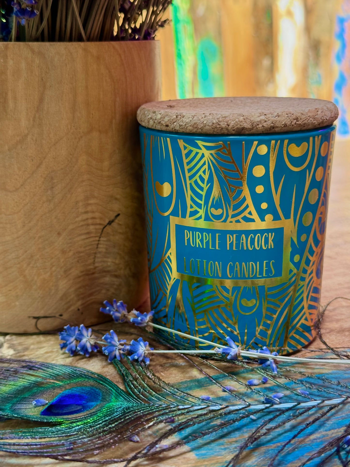Purple Peacock Lotion Candles
